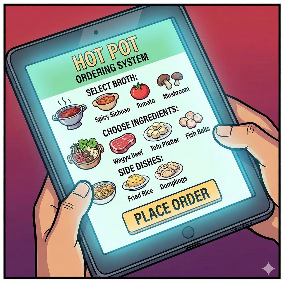 Illustration of the Hotpot Ordering Advisor interface